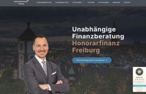 Screenshot der Honorarfinanz Freiburg Startseite